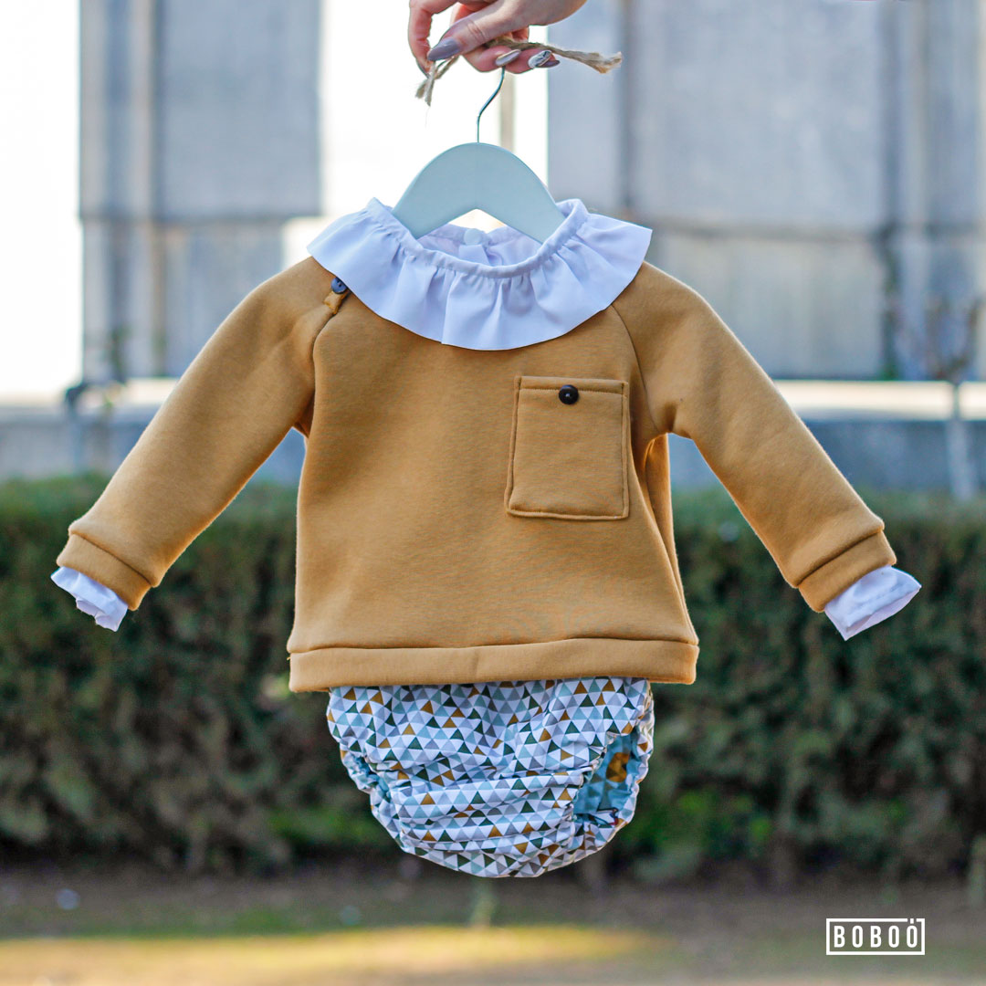 Sudadera Mostaza Bolsillo Pequeño