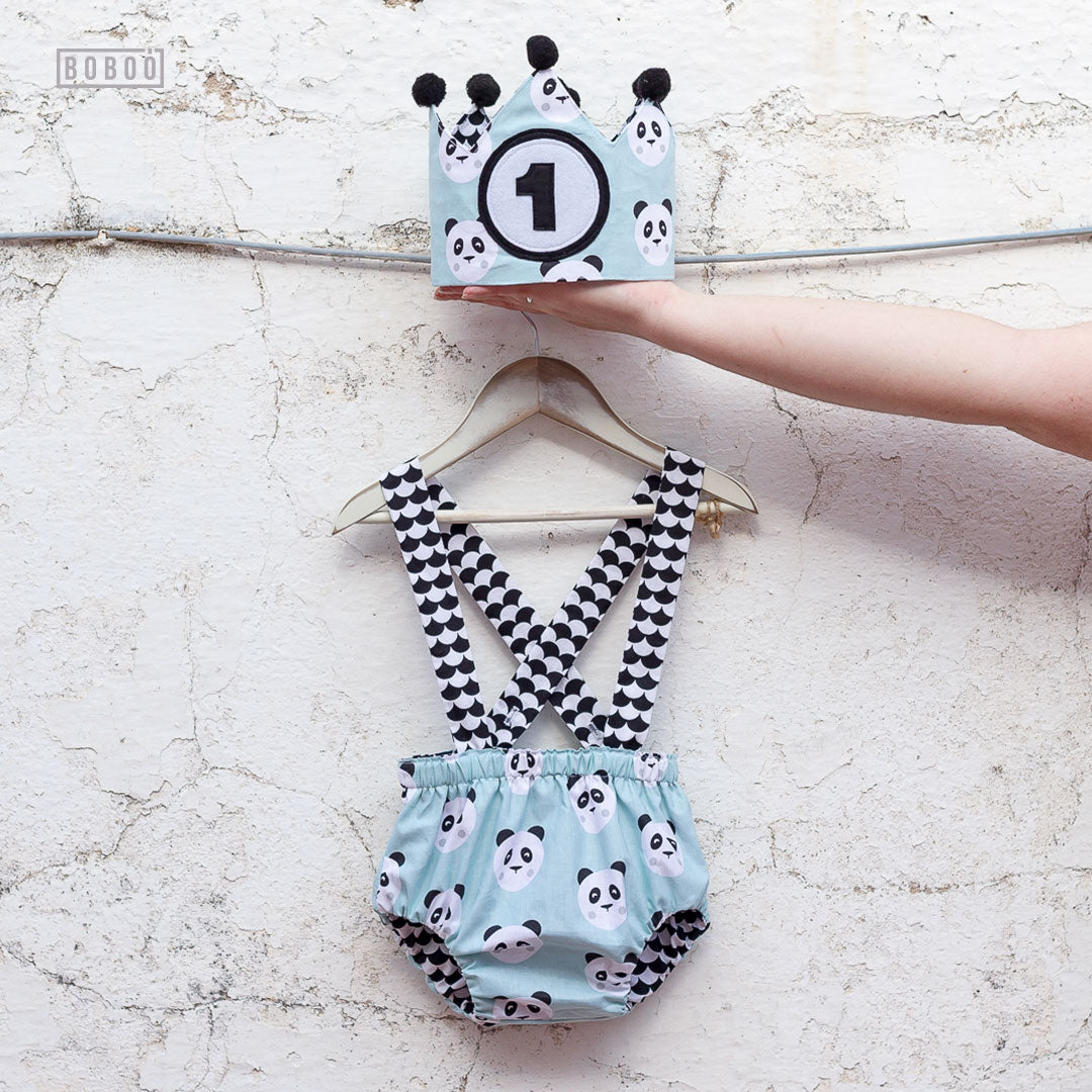 Cubrepañal Reversible con Tirantes Panda Mint
