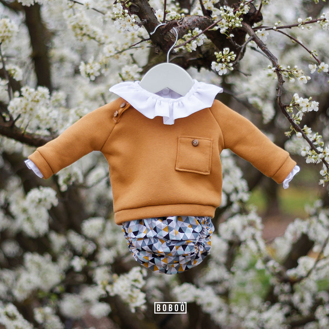 Sudadera Mostaza Bolsillo Pequeño