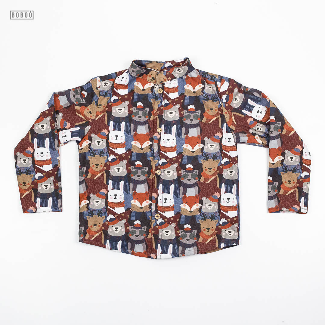 Camisa Cuello Mao Animales Abrigados