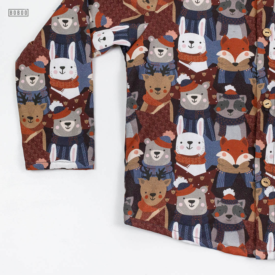 Camisa Cuello Mao Animales Abrigados