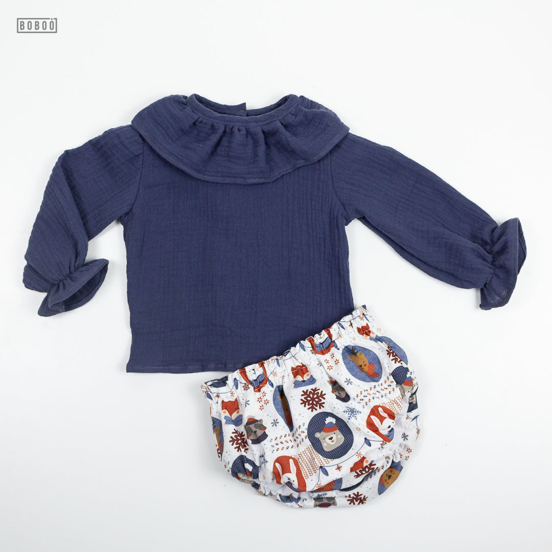 Blusa Gasa Azul Marino