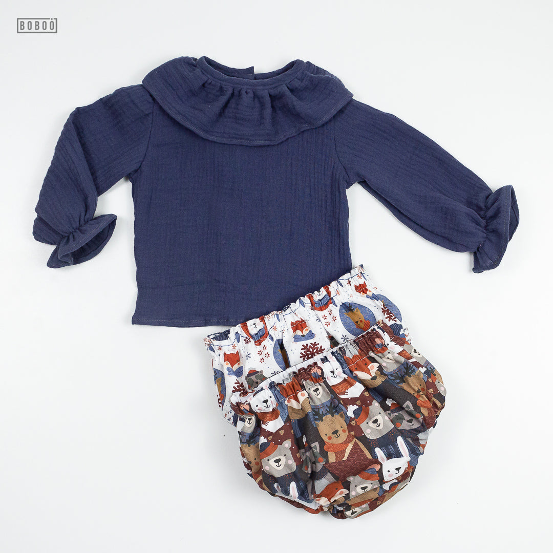 Blusa Gasa Azul Marino