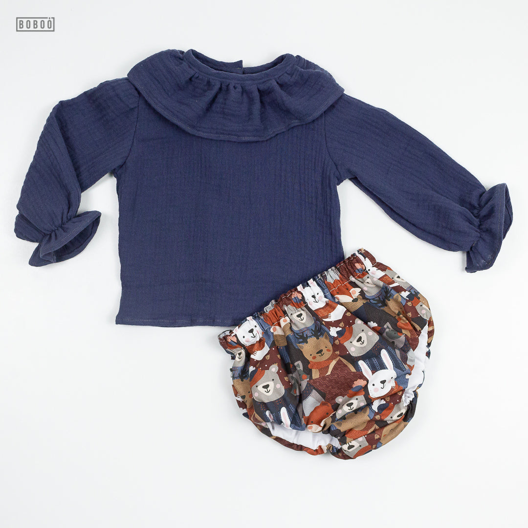 Blusa Gasa Azul Marino