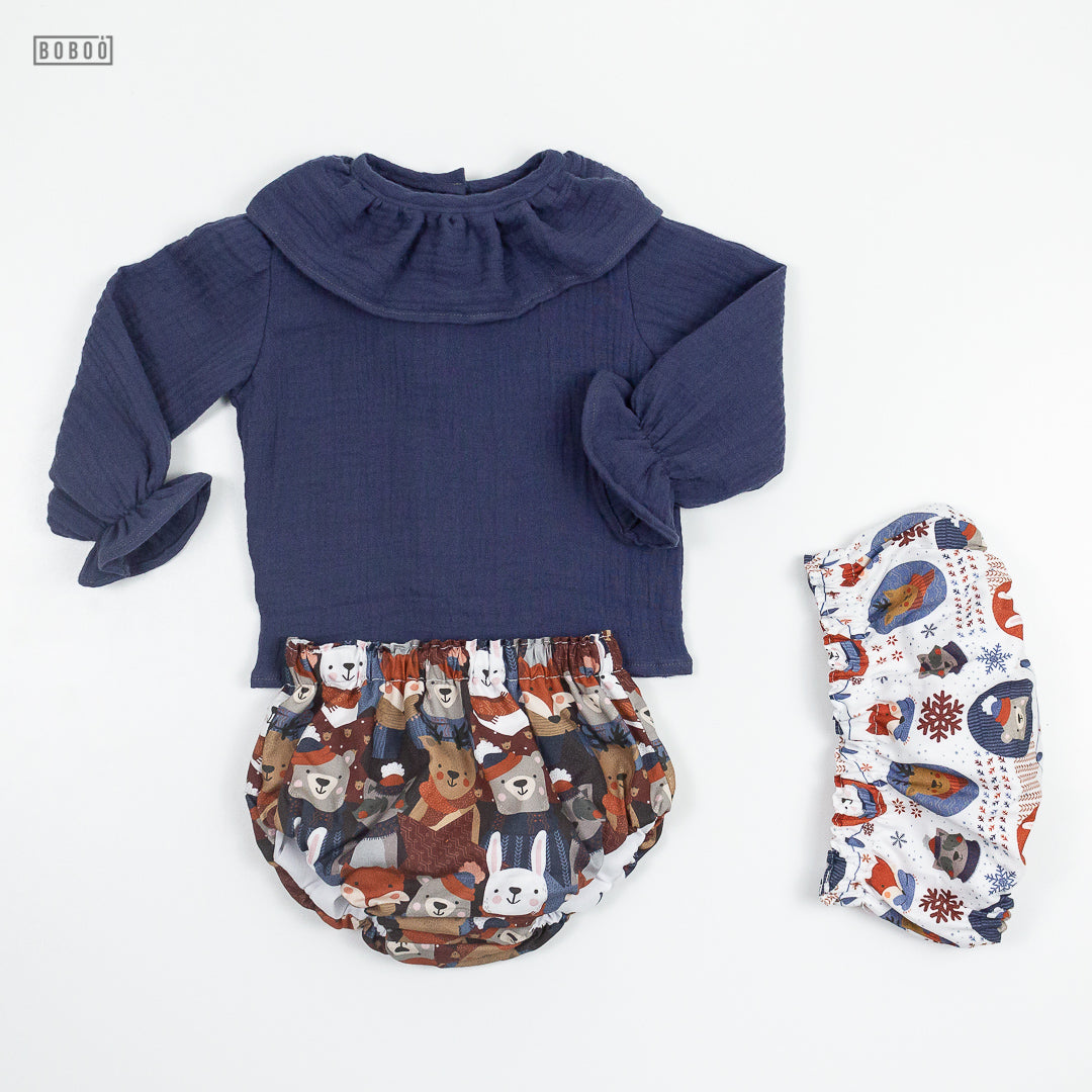 Blusa Gasa Azul Marino