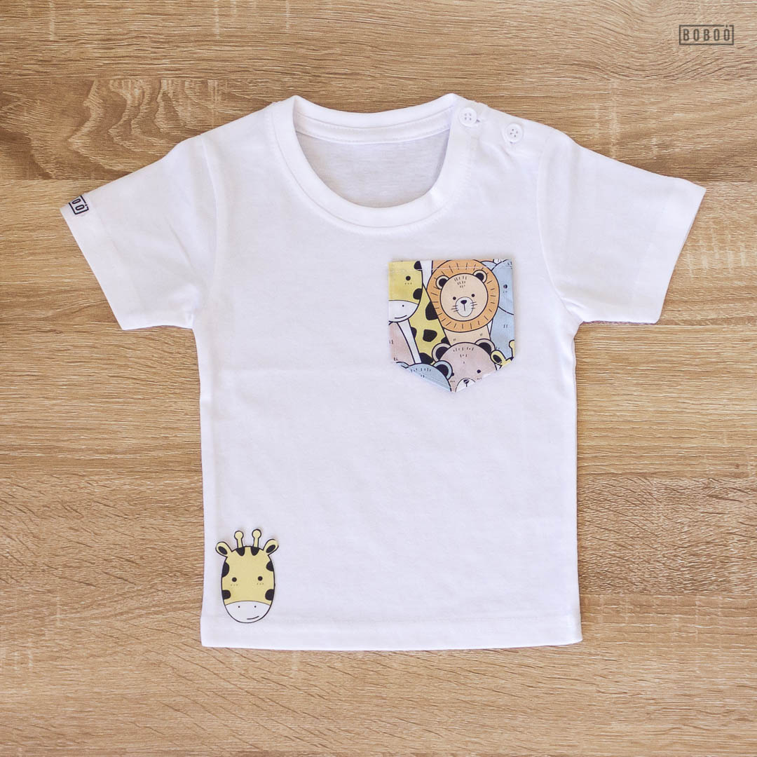 Camiseta Bolsillo Animales de Colores