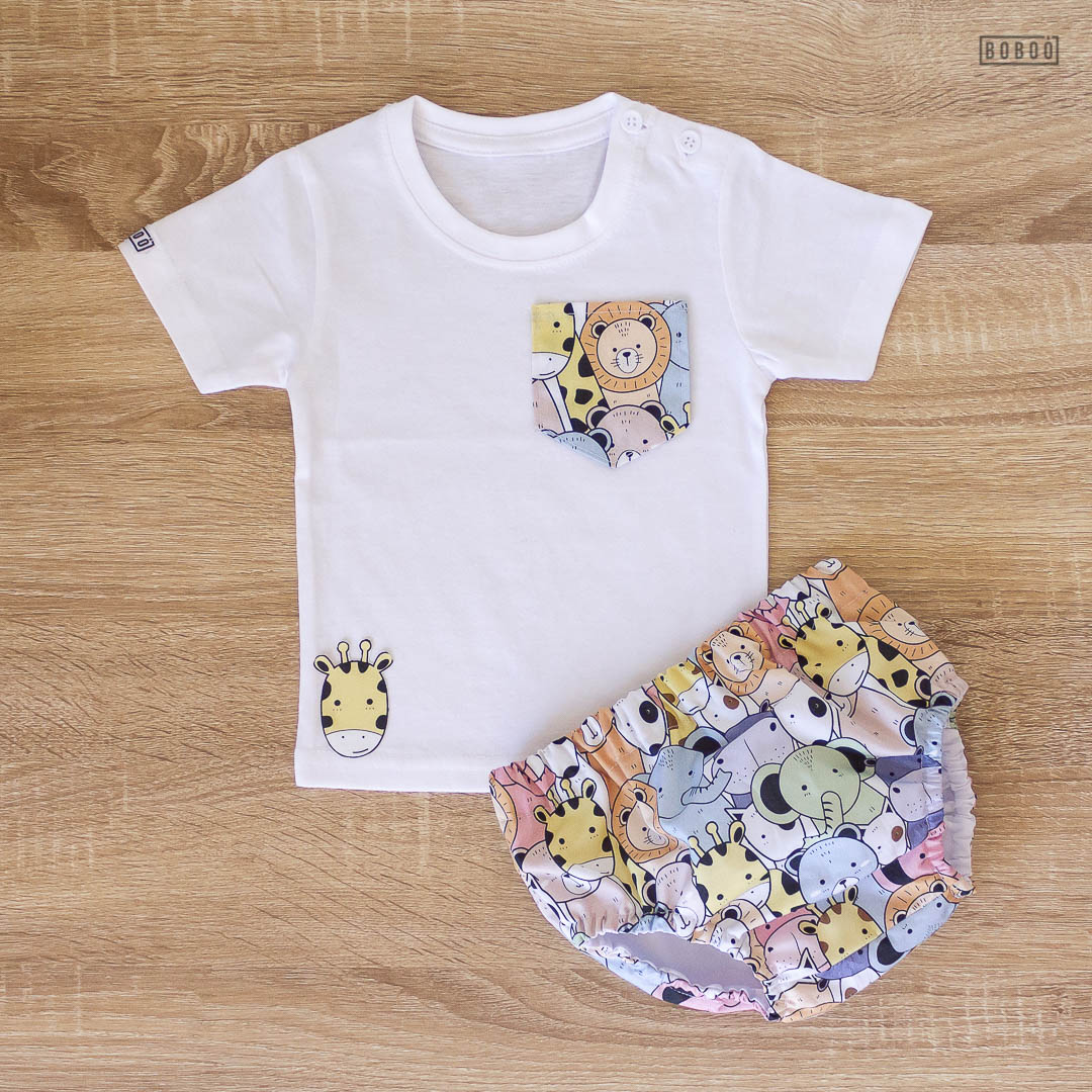 Camiseta Bolsillo Animales de Colores