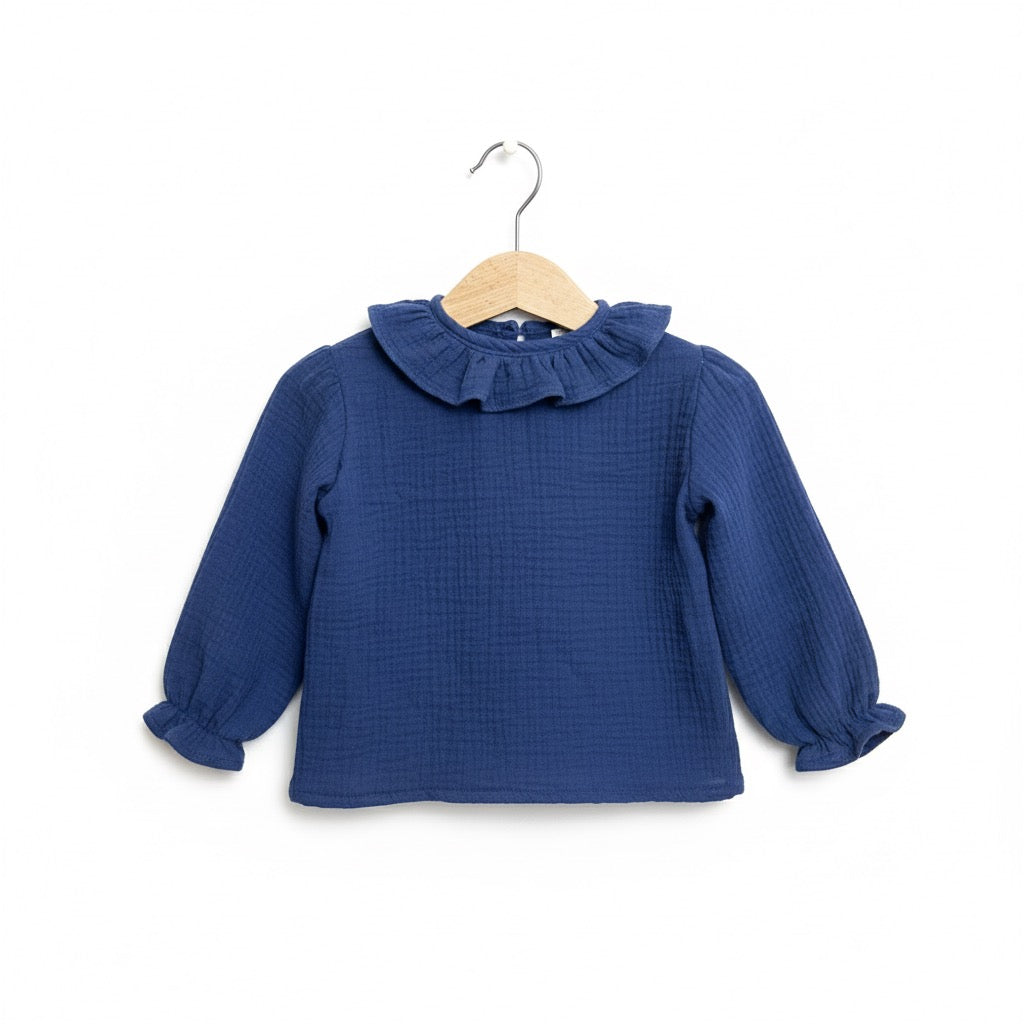 Blusa Gasa Azul Marino