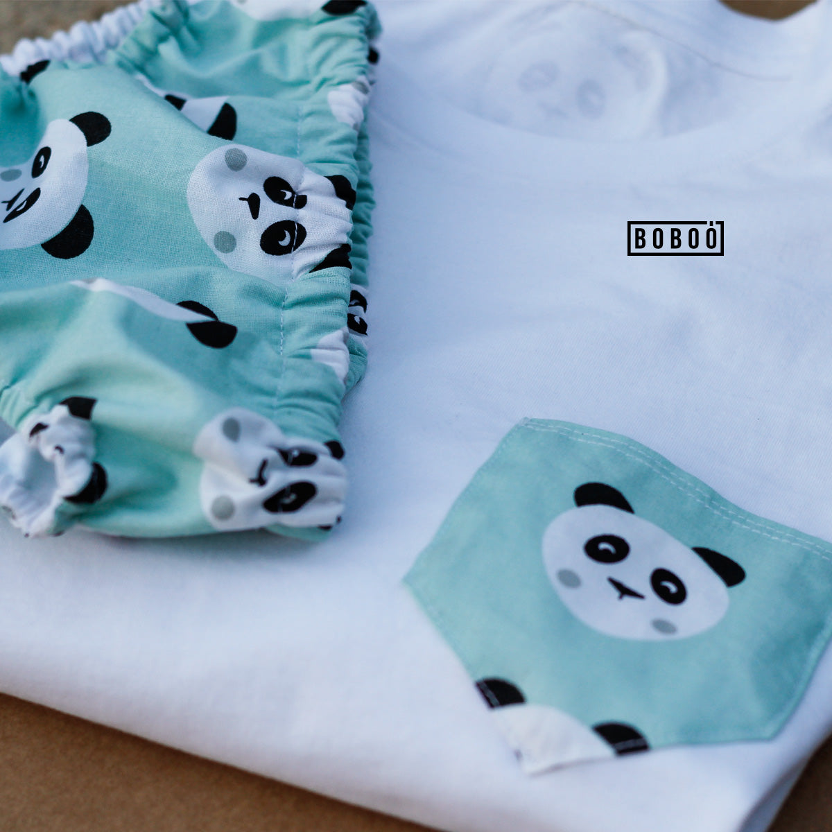 Camiseta Bolsillo Oso Panda Mint
