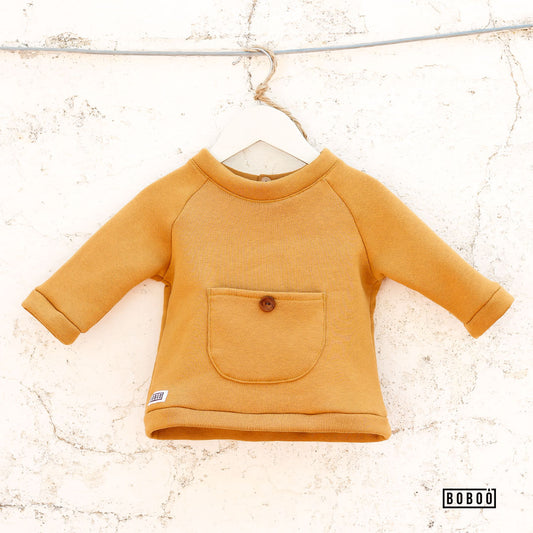 Sudadera Mostaza Bolsillo Grande sudadera