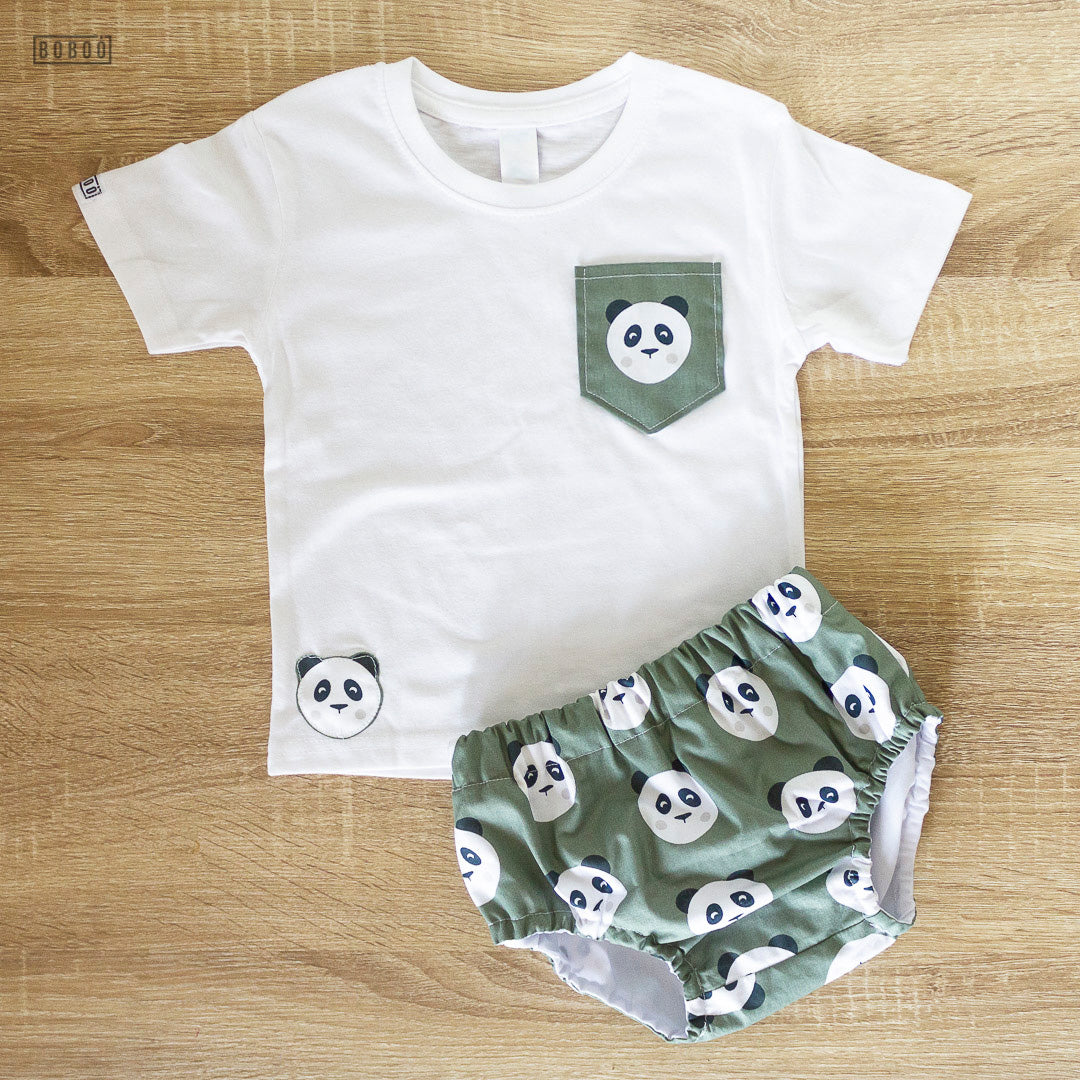 Camiseta Bolsillo Panda Kaki camiseta