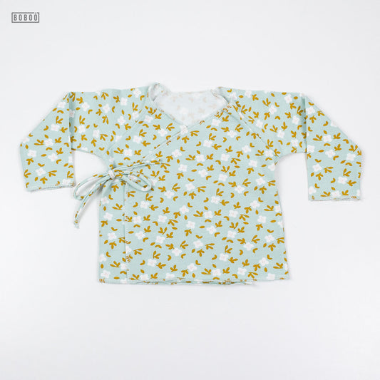 Camiseta Bebé Cruzada Flores Mint