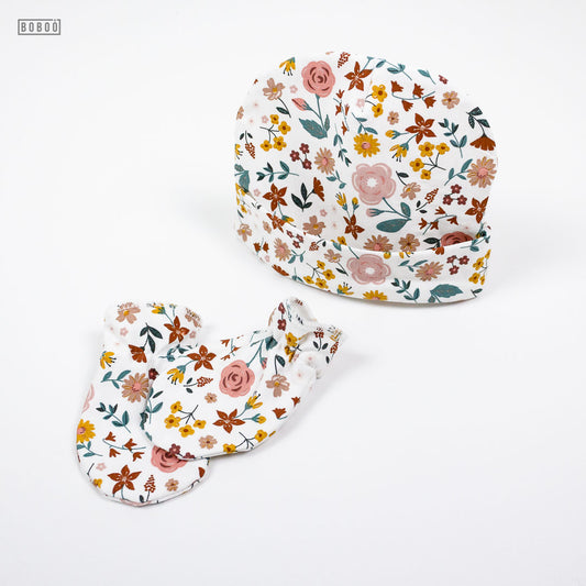 Gorro y Manoplas Flores