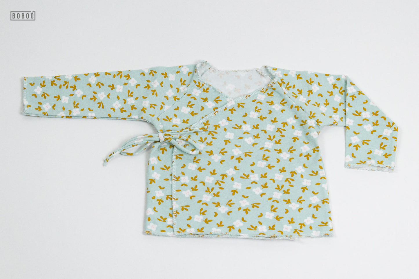 Camiseta Bebé Cruzada Flores Mint